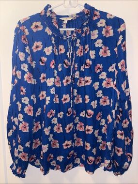 LUCKY BRAND Floral Long-Sleeve Split-sleeve Blouse